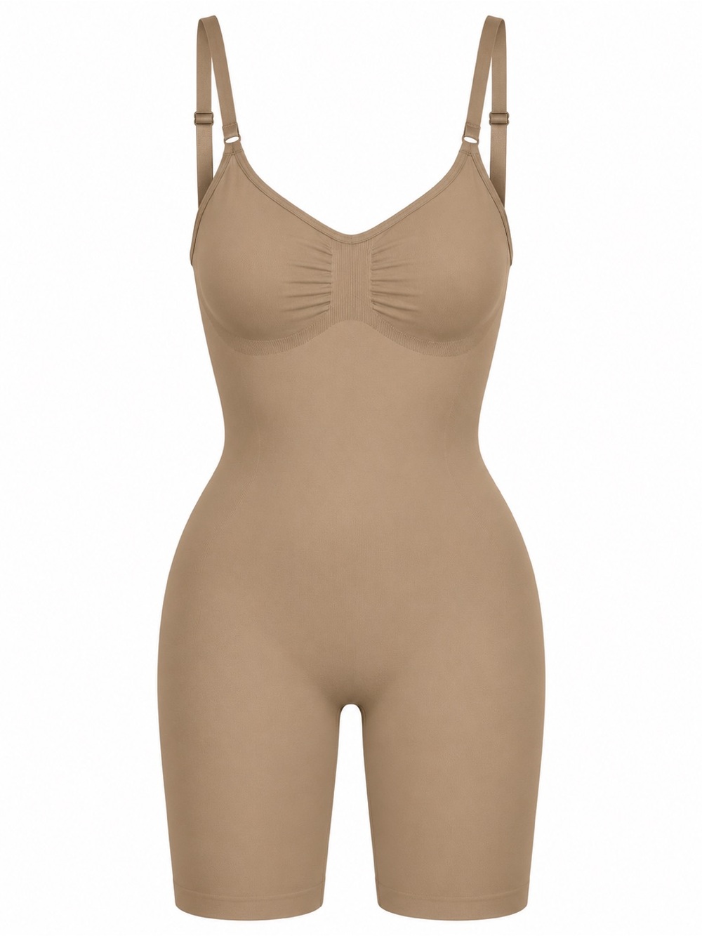 SKIMS Seamless Sculpt Mid Thigh Bodysuit Clay Nude Shapewear Small